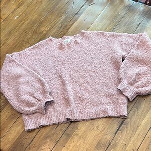 Hippie Rose Blush Pink Bouclé Crewneck Sweater